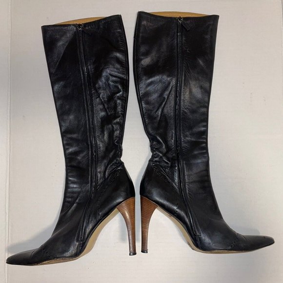 GUCCI~ZIP UP~TALL CALF LEATHER~WHIP STITCH~BOOTS - Picture 12 of 16